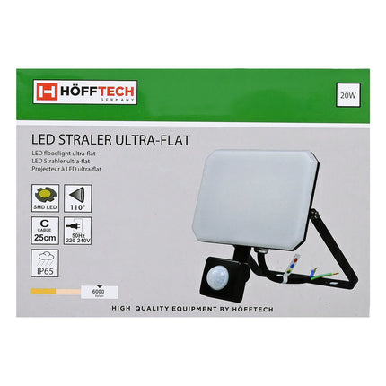 Hofftech LED Straler Ultra Flat - 20W - 2000 Lumen - Met Sensor