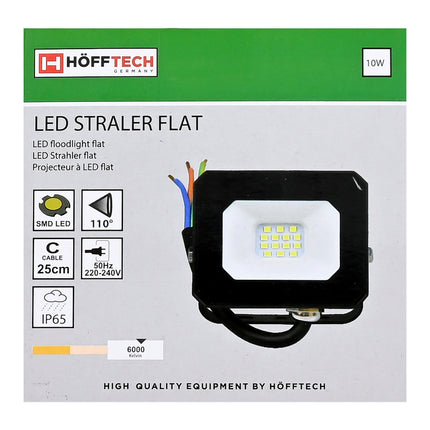 Hofftech LED Straler Flat - 10W - 1000 Lumen - IP65 - 6000K