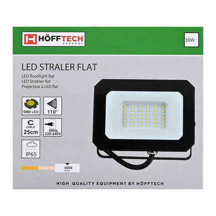 Hofftech LED Straler Flat - 30W - 3000 Lumen - IP65 - 6000K