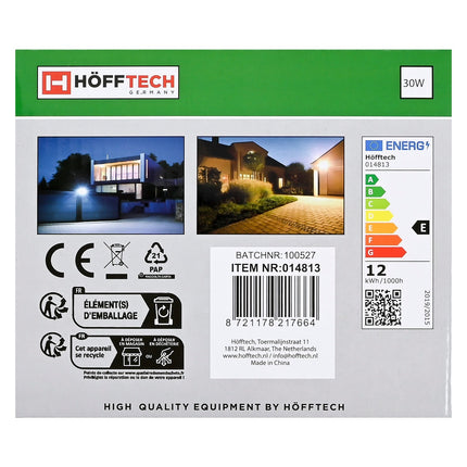 Hofftech LED Straler Flat - 30W - 3000 Lumen - IP65 - 6000K