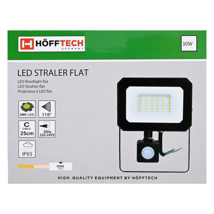 Hofftech LED Straler Flat - 30W - 3000 Lumen - Met Bewegingssensor