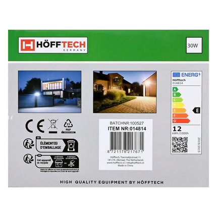 Hofftech LED Straler Flat - 30W - 3000 Lumen - Met Bewegingssensor