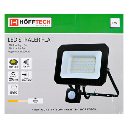 Hofftech LED Straler Flat - 50W - 5000 Lumen - Met Sensor
