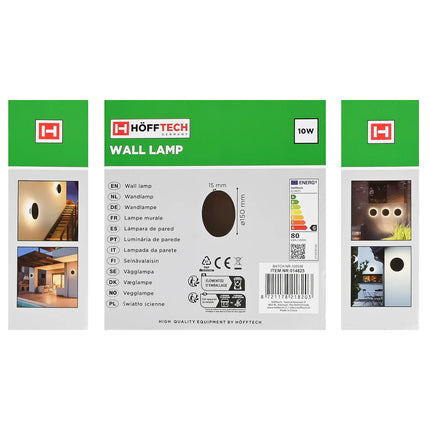 Hofftech Wandlamp Rond Plat – 10W – Zwart Aluminium – Ø 15 cm