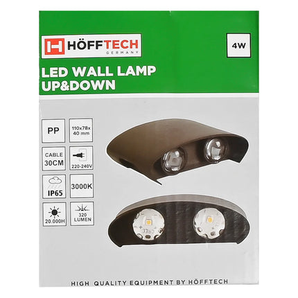 Hofftech LED Wandlamp Half Rond Up & Down Light – 2 Lampen – 30 cm – IP65