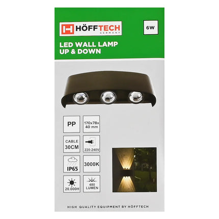 Hofftech LED Wandlamp Half Rond Up & Down Light – 30 cm – IP65