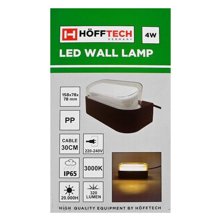 Hofftech LED Wandlamp Rechthoek – 4W – Strak Design – IP65