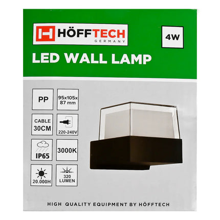 Hofftech LED Wandlamp Vierkant – 4W – Strak Design – IP65