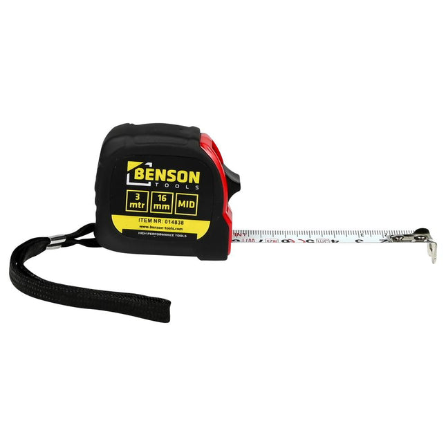 Benson Rolbandmaat 3 meter x 16 mm - Compact & Betrouwbaar