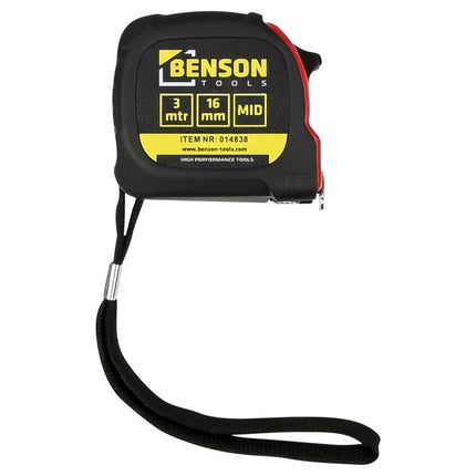 Benson Rolbandmaat 3 meter x 16 mm - Compact & Betrouwbaar