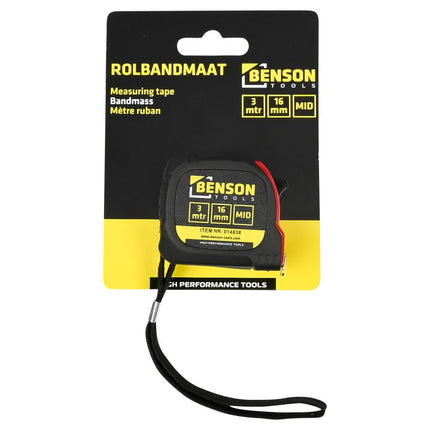 Benson Rolbandmaat 3 meter x 16 mm - Compact & Betrouwbaar