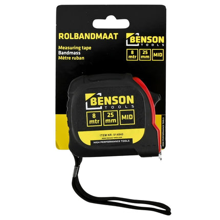 Benson Rolbandmaat 8 meter x 25 mm - MID Gecertificeerd