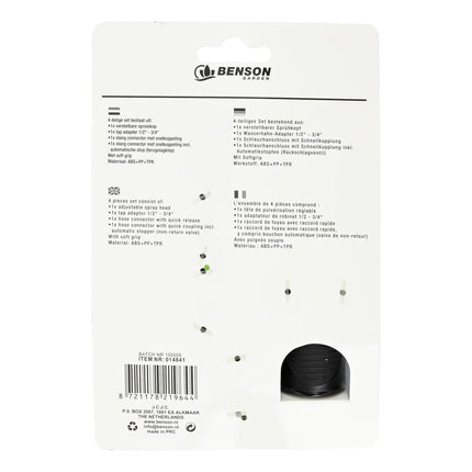 Benson Waterkoppelset 4-Delig - 1/2" Soft Grip - Met Verstelbare Sproeikop