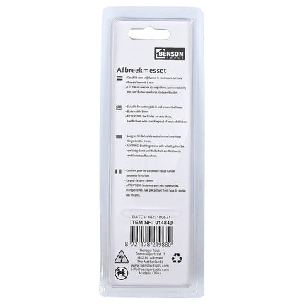 Benson Afbreekmesset - 9 mm - 2-delig - Compact & Precisie