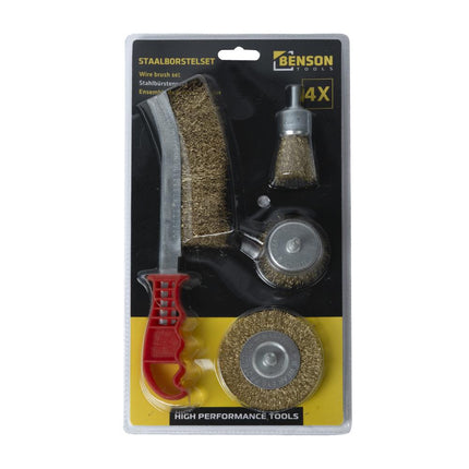 Benson Staalborstelset - 4-delig - Ergonomische Grip - Voor Grondige Reiniging