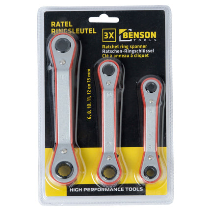 Benson Ratel-ringsleutelset - 3-delig - Voor Bouw en Montage