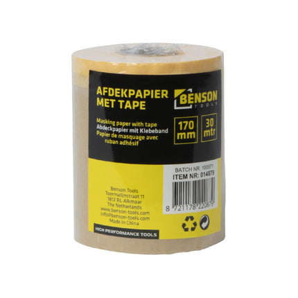 Benson Afdekpapier met Tape 170 mm x 30 m - Masking Paper