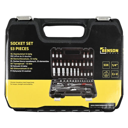 Benson Dopsleutelset - 53-delig - 1/4" Aansluiting - Carbonstaal