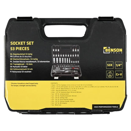 Benson Dopsleutelset - 53-delig - 1/4" Aansluiting - Carbonstaal