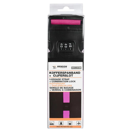Benson Kofferspanband met Cijferslot - Fuchsia - 200 cm