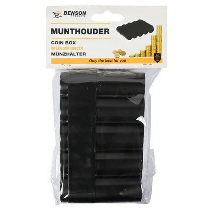 Benson Munthouder Compact - 10 x 5,2 cm - Geschikt voor 5 Muntsoorten - Zwart