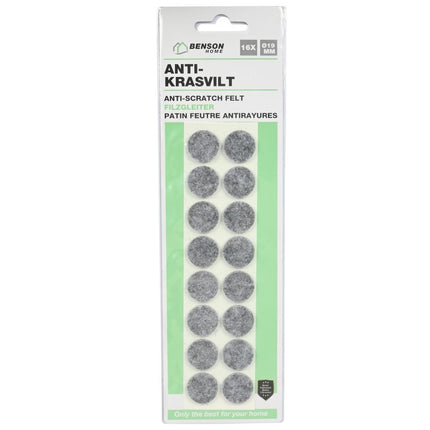 Benson Antikrasvilt - Ø 19 mm - Grijs - Zelfklevend - 16 stuks