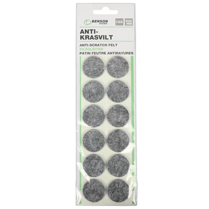 Benson Antikrasvilt - Ø 28 mm - Grijs - Zelfklevend - 12 stuks