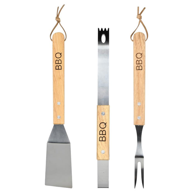 Benson BBQ Accessoireset - 3-Delig - 33 cm - RVS + Hout