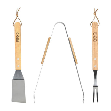 Benson BBQ Accessoires Set - 3-Delig - 33 cm - RVS & Hout