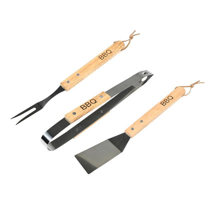 Benson BBQ Accessoires Set - 3-Delig - 33 cm - RVS & Hout