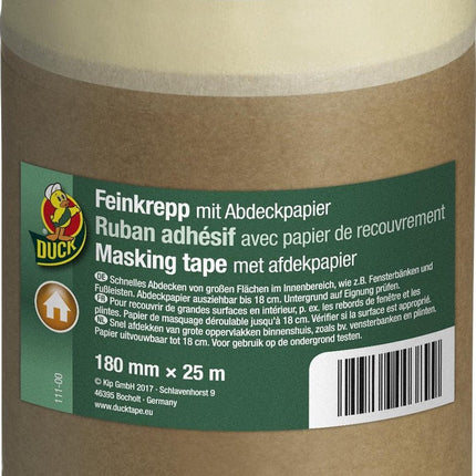 Duck Schilderstape met Afdekpapier 180 mm x 25 m - Masking Paper