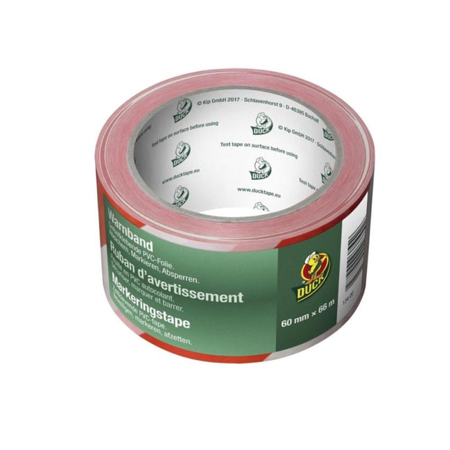Duck Markeringstape Rood/Wit - 60 mm x 66 m - Veiligheidstape