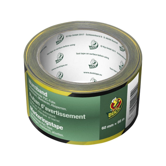 Duck Markeringstape Geel/Zwart - 60 mm x 66 m - Veiligheidstape