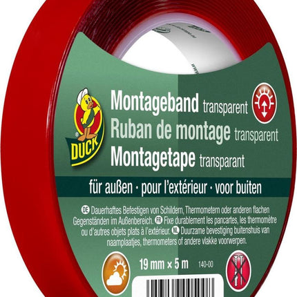 Duck Montagetape voor Buiten - 19 mm x 5 m - Weerbestendige Montage