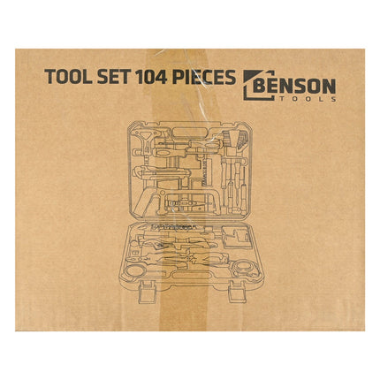Benson Gereedschapset - 104-delig - Inclusief Rolmaat, Schroevendraaiers en Bitset