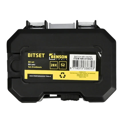 Benson Bitset - 28-delig - Hoogwaardig S2-Staal - Extreem Slijtvast