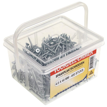 Deltafix Spaanplaatschroeven – 4.0 x 40 mm – 400 stuks – Verzinkt