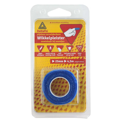 Deltafix Wikkelpleister – 4,5 m x 25 mm – Blauw – Zelfhechtend & Flexibel