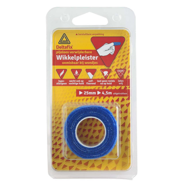 Deltafix Wikkelpleister – 4,5 m x 25 mm – Blauw – Zelfhechtend & Flexibel