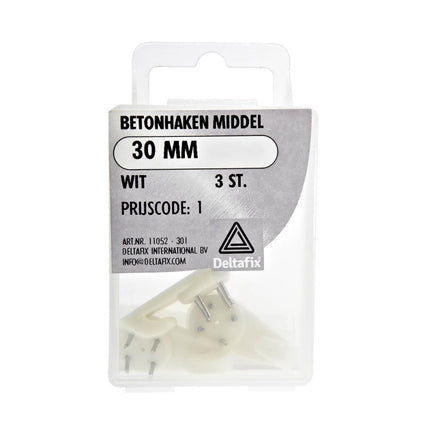 Deltafix Betonhaakjes Wit – 30 mm – Set van 3