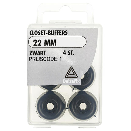Deltafix Closetbuffer Zwart - Ø 22 mm - 4 Stuks - Soft-close Meubelbescherming