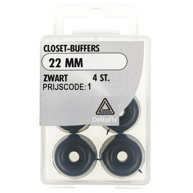 Deltafix Closetbuffer Zwart - Ø 22 mm - 4 Stuks - Soft-close Meubelbescherming