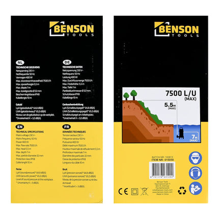 Benson Dompelpomp 400W - 7500 L/U - Krachtige Waterafvoer