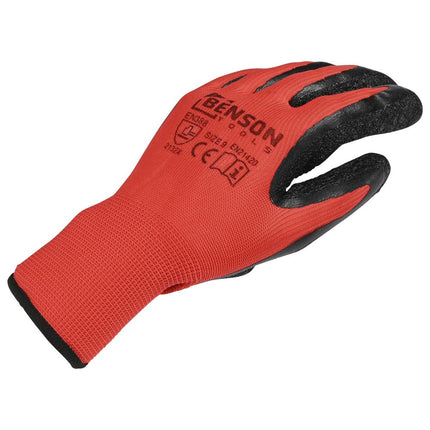 Benson Latex Crinkle Werkhandschoenen - Rood/Zwart - Maat 9