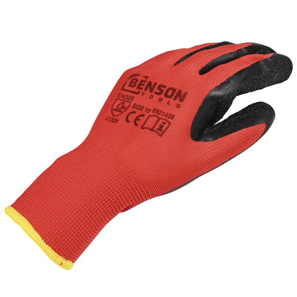 Benson Latex Crinkle Werkhandschoenen - Rood/Zwart - Maat 10