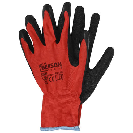 Benson Latex Crinkle Werkhandschoenen - Rood/Zwart - Maat 11 - EN 388