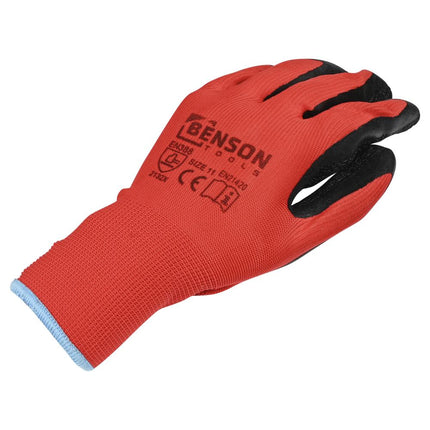 Benson Latex Crinkle Werkhandschoenen - Rood/Zwart - Maat 11 - EN 388