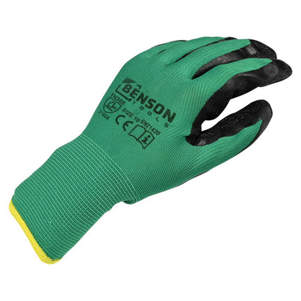 Benson Latex Crinkle Werkhandschoenen - Groen/Zwart - Maat 10