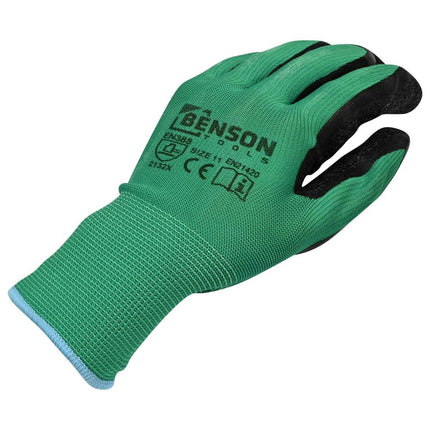 Benson Latex Crinkle Werkhandschoenen - Groen/Zwart - Maat 11