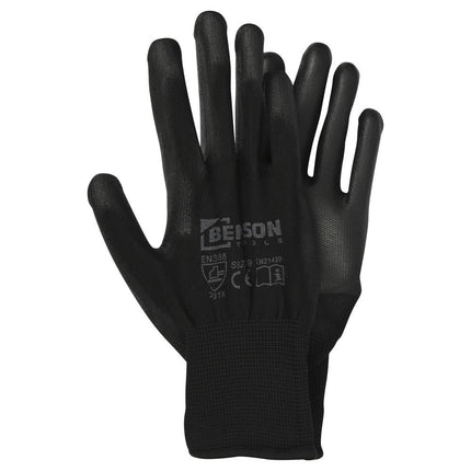 Benson PU Werkhandschoenen - Zwart - Maat 9 - EN 388